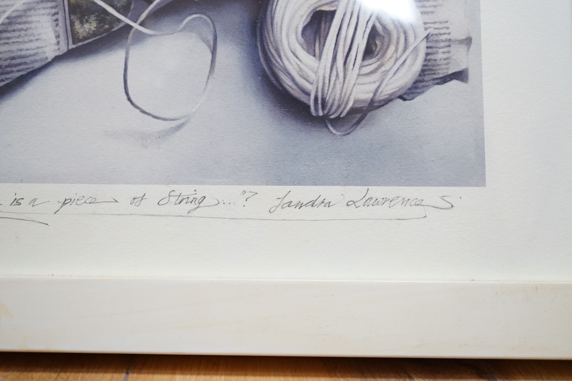 Sandra Lawrence, colour print, 'How long is a piece of string...?', signed in pencil, limited edition 14/15, 39 x 44cm. Condition - fair